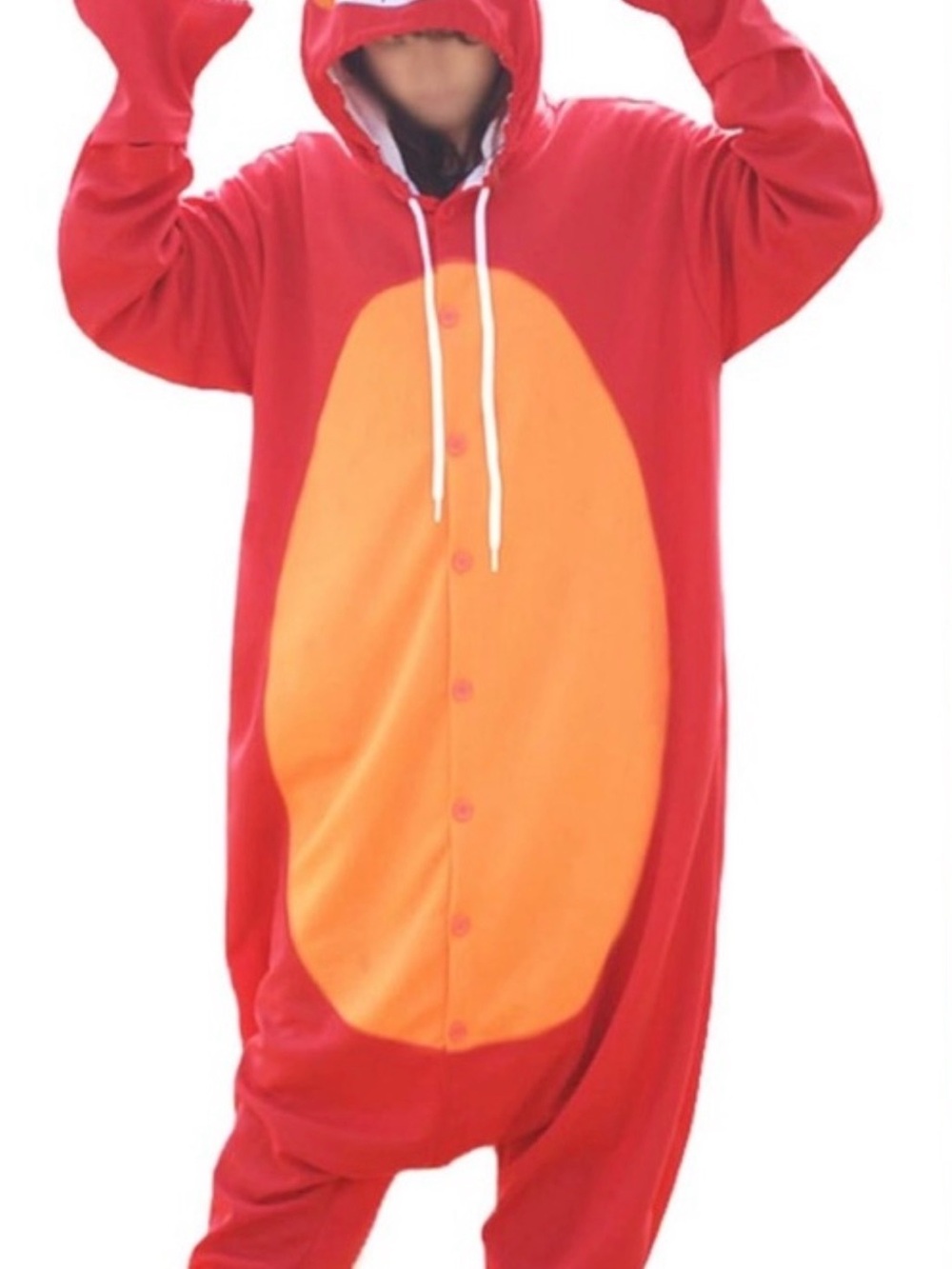 Kids Red & Orange Hooded Animal Pajama Onesie
